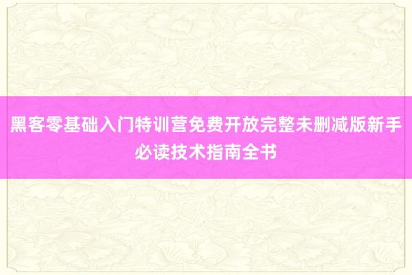 黑客零基础入门特训营免费开放完整未删减版新手必读技术指南全书